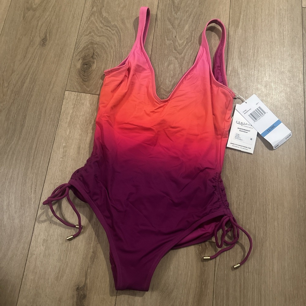 Contours By Coco Reef Shapemaker 1 Pc Swimsuit Magenta Hombre 12/36C‎ NEW - Picture 1 of 10